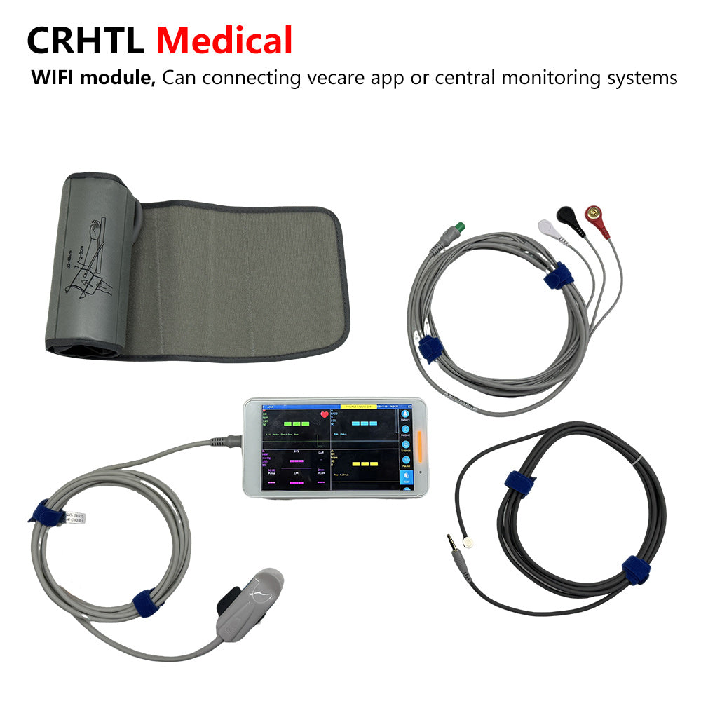 Monitor portátil para pacientes com tela sensível ao toque de 5,5 polegadas, compacto, fácil de operar e transportar, adequado para diversos locais.