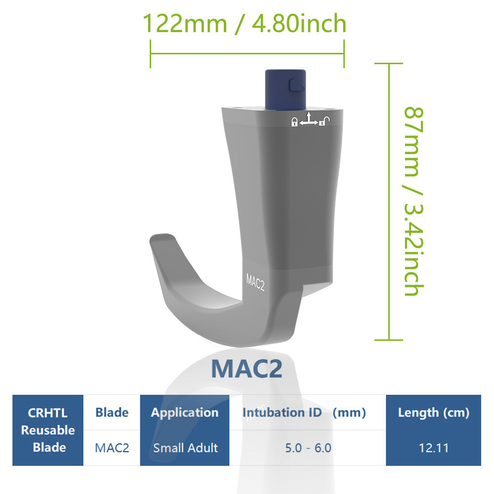 Videolaringoscópio reutilizável para intubação, tela de 3,5 polegadas com 6 lâminas opcionais.