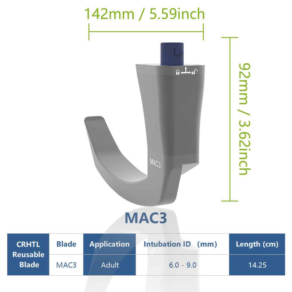 Videolaringoscópio reutilizável para intubação, tela de 3,5 polegadas com 6 lâminas opcionais.
