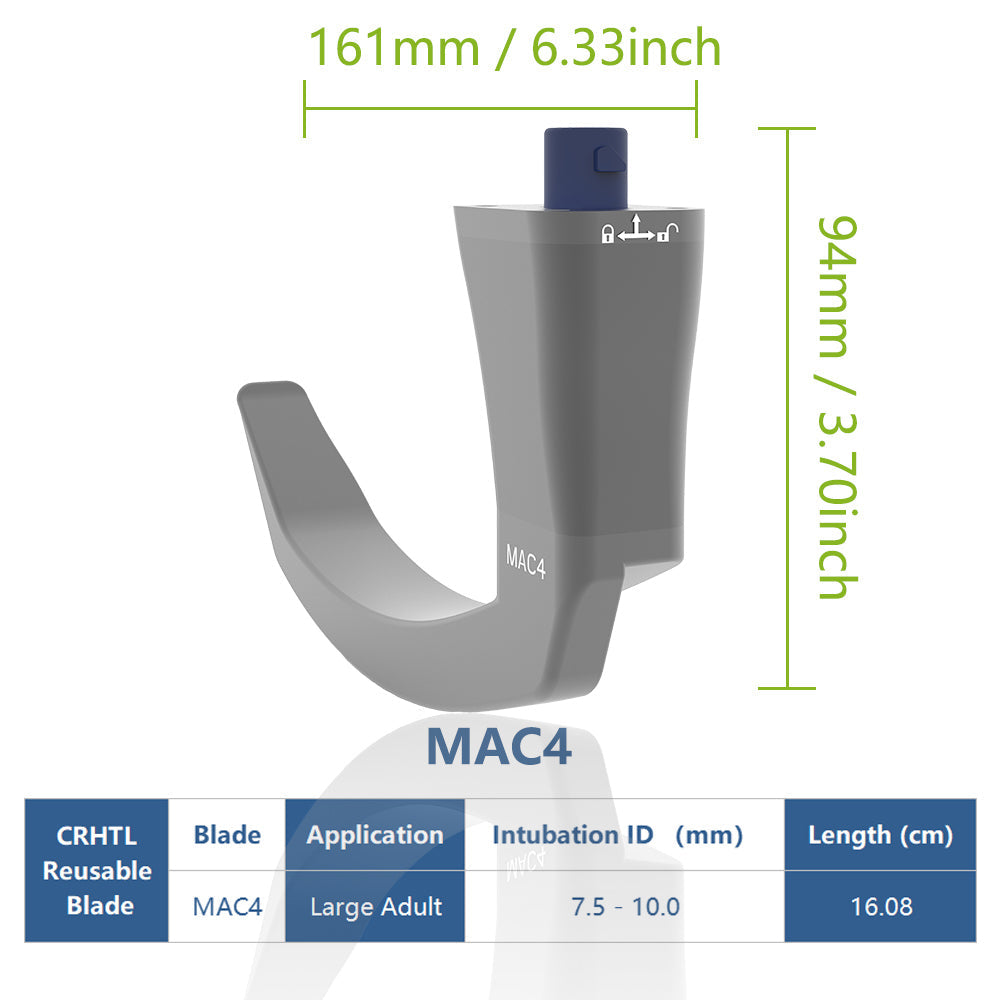 Videolaringoscópio reutilizável para intubação, tela de 3,5 polegadas com 6 lâminas opcionais.