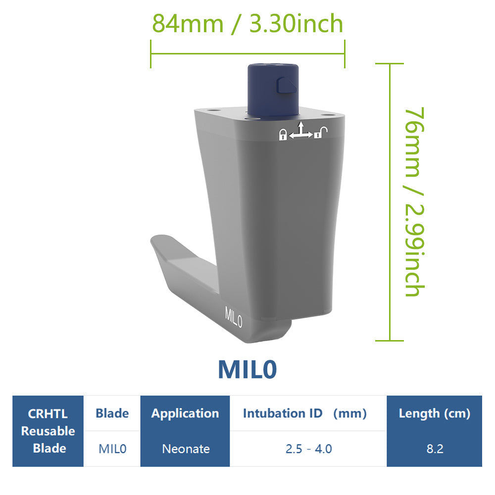 Videolaringoscópio reutilizável para intubação, tela de 3,5 polegadas com 6 lâminas opcionais.