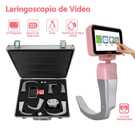 Videolaringoscopio reutilizable para intubación, pantalla de 3,5 pulgadas con 6 hojas opcionales